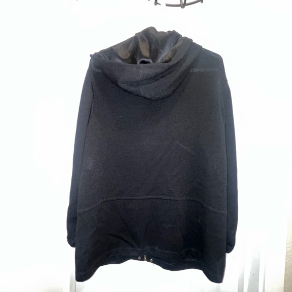 St. John Sport By Marie Gray Black Wool Blend Hooded zip Sweater Jacket - Picture 3 of 5